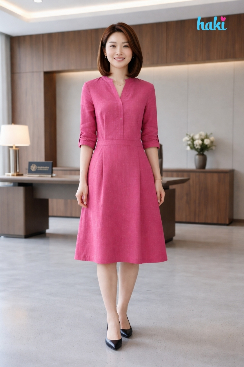 đầm linen công sở