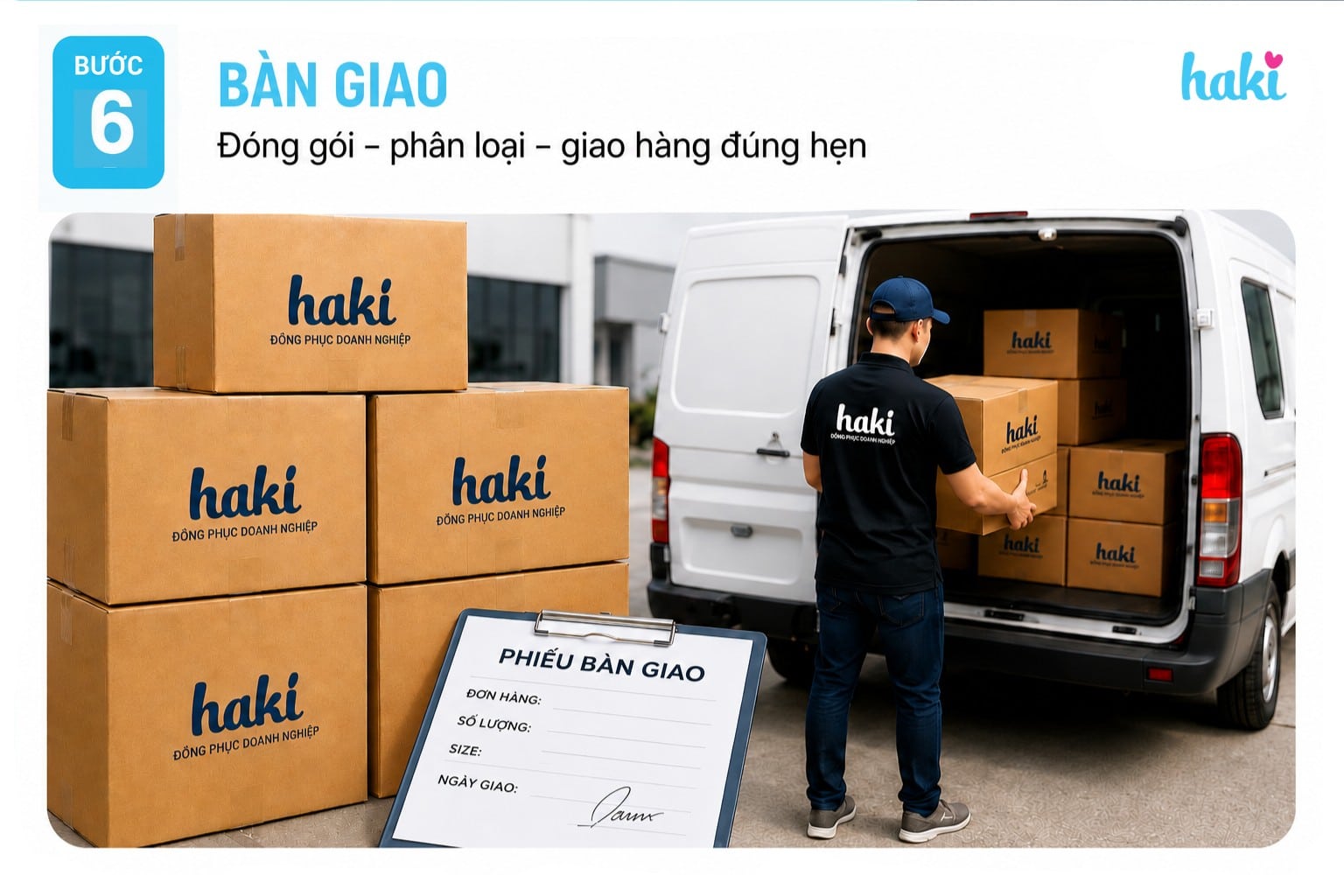 quy trình may đồng phục Haki